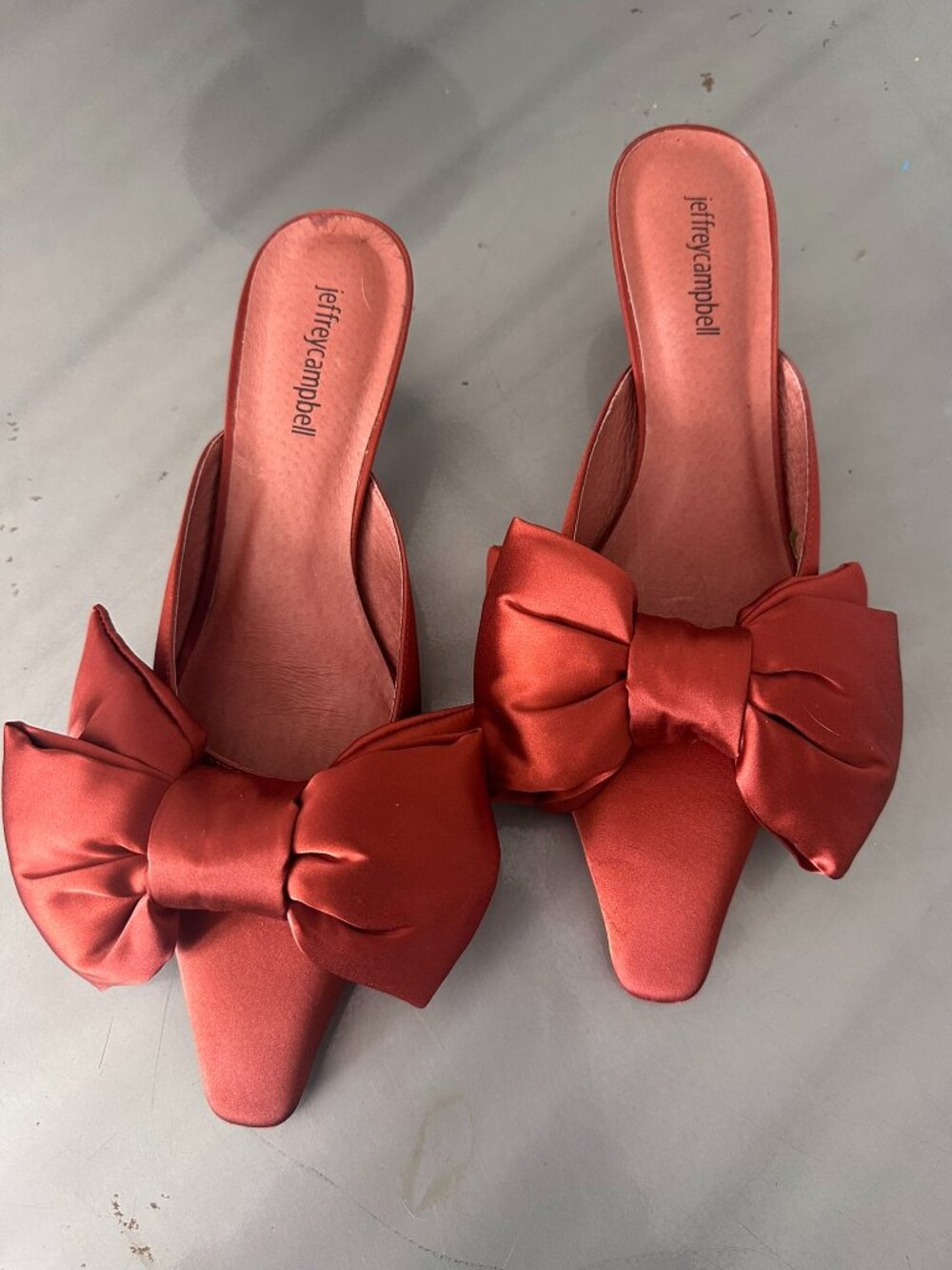 Jeffrey Campbell Ruban Mule in Rust Satin — Size 9.5.